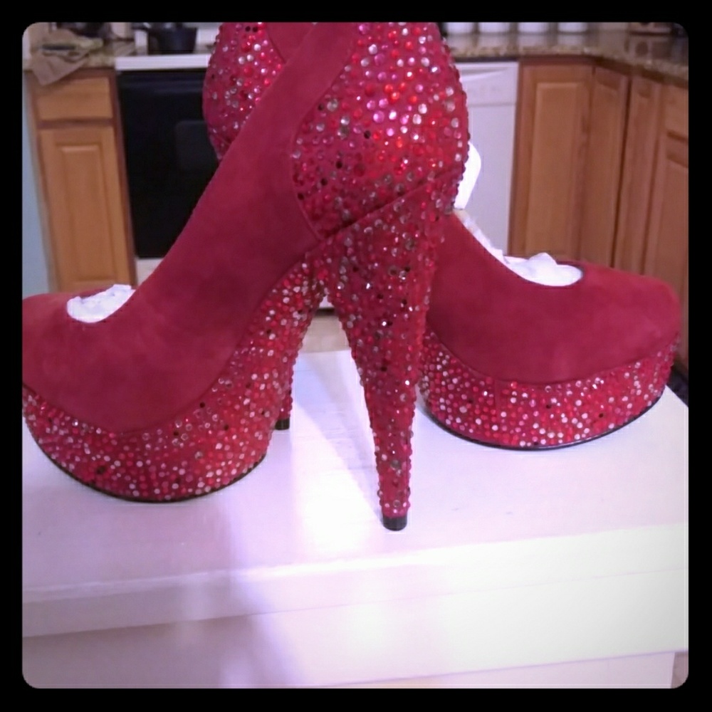 Make a statement in Red Sequined high heels